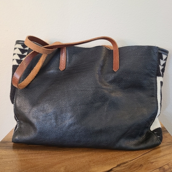 Future Glory Walking Rock Leather & Pendleton Wool Tote Bag - Picture 2 of 9